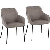 Daniella Dining Chair in Grey Leatherette & Black Steel (Set of 2)